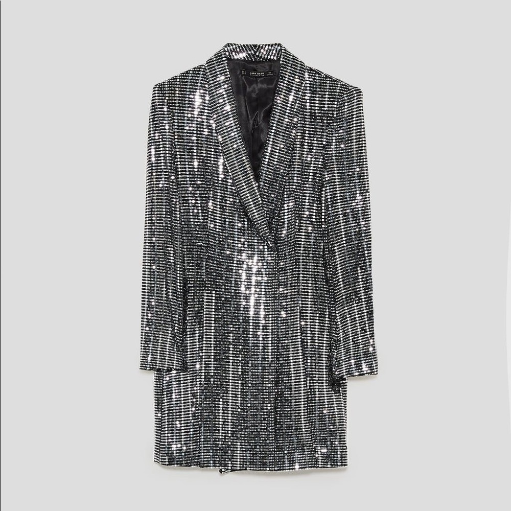 Zara silver metallic dress